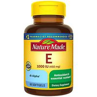 Nature Made Vitamin E 450 mg (1000 IU) dl-Alpha Softgels, 60 Count for Antioxidant Support (Packaging May Vary)