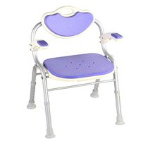 Bathroom Accessories Folding Bath Chair Collapsible Elderly Children Pregnant Women Non-Slip Durable Thick Aluminum Bath Chair Home Medical Bathroom Stool with Armrest Back (Color : Purple)
