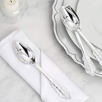 Efavormart 24 Pack | 7" Metallic Silver Baroque Disposable Cutlery Plastic Spoons for Wedding Party Banquet Events Candy Buffet