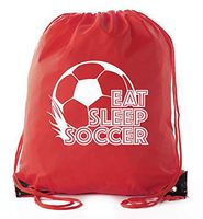 Soccer Party Favors | Soccer Drawstring Backpacks for Birthday Parties, Team events, and much more! - Red CA2500SOCCER S3