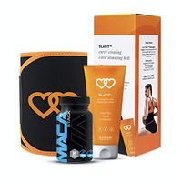 SlayIt Thermogenic Skin Tightening Cream with Waist Trainer Belt & Maca Root Powder – Stomach Tightening Cream for Men and Women – Skin Tightening Cream for Body for Firming – Apply Pre-Workout to Aid