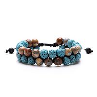 Aromatherapy Essential Oil Diffuser Bracelet Lava Stone Bead Gemstone Anxiety Diffuser Bangle Cuff Bracelet (Sky Blue)