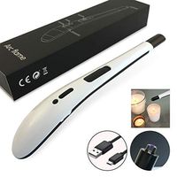 USB Rechargeable Lighter - Long Neck Windproof Flameless ARC Electric Lighters for BBQ, Candles, Campfires, Camping, and Gift. (White)