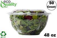 48oz Salad Bowls To-Go with Lids (50 Count) - Clear Plastic Disposable Salad Containers | Airtight, Lunch, Salads, Parfait, Fruits, Leak Proof, Airtight, Fresh, Meal Prep | Rose Bowl Container (48oz)