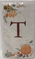 Mango Moon Monogram 3-ply Guest Towels Buffet Hostess Paper Napkins, 15-Count, Autumn Harvest (Monogram T)