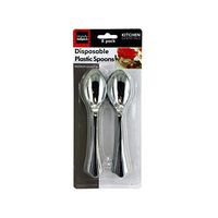 Kole Imports GM735 Disposable Plastic Spoons Party Supplies, Regular, Silver