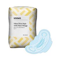 Amazon Brand - Solimo Ultra Thin Pads with Flexi-Wings for Periods, Regular Absorbency, Unscented, Size 1, 36 Count
