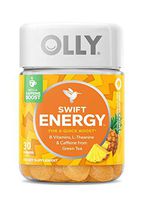 OLLY Swift Energy Gummy, 10 Servings (30 Gummies), Pineapple Punch, B Vitamins, L Theanine, Caffeine from Green Tea, Chewable Supplement