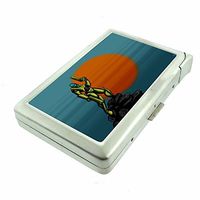 Alien Sunset Em1 Hip Silver Cigarette Case With Built In Lighter 4.75" X 2.75" Id Holder Metal Wallet RFID Protection