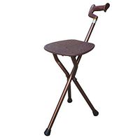 RES&DZ Folding Walking Cane Chair Stool Walking Stick with Seat Portable Fishing Rest Stool,Brown