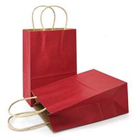 AZOWA Gift Bags Kraft Paper Bags with Handles (Dark Red, 12 Pcs, 5.9''X 3.1''X 8.2'')