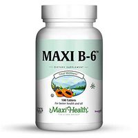 Maxi Health B-6 - Vitamin B6 -"100 mg" - Cardiovascular Health - 100 Tablets - Kosher (Pack of 2)