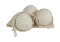 Evriholder Nature's Fluff Wool Dryer Balls 3 Pack with Storage Bag, Reusable Non-Toxic Fabric Softener, White