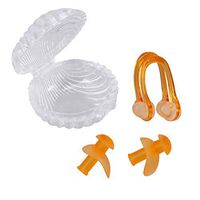 LIOOBO Silicone Swiming Earplug Nose Clip Set for Adult Kids Swimming Trainning (Orange)