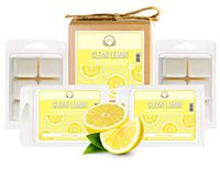 Aira Soy Wax Melt - Organic, Vegan, Kosher, Scented Soy Wax Cubes w/Essential Oil Blends - No Chemical 100% Soy Wax Melts for Electric/Tealight Melters - Hand-Poured Soy Tarts - Clean Lemon - 4 Pack