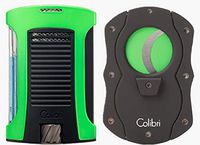 Colibri Green Color Blades Daytona Lighter & Quasar Cut Cigar Cutter Gift Set