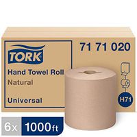 Tork 7171020 Universal Paper Hand Towel Roll, I-Notch, 1-Ply, 7.5" Width x 1000' Length, Natural (Case of 6 Rolls, 1000 Feet per Rolls, 6,000 Feet per Case)