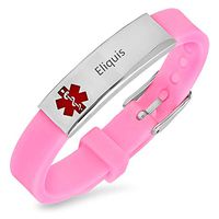 LiFashion LF Men Women Kids Stainless Steel Silicone Personalized ICE Eliquis Medical Alert Bracelet,Free Engraved Customized Adjustable Rubber Medical ID Bracelets Sos Emergency for Teen,Adult,Child