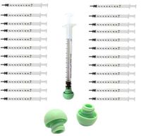 1ml 1cc Needleless Steril Syringe with Green Caps 50 Pack