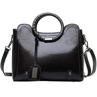 Womens Vintage Handbag Shoulder Bags Ladies Designer Top Handle Satchel Leather Purses Cosmetic Messenger Bag (Black, One)