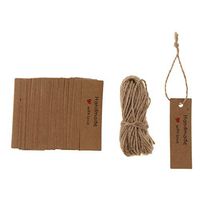 100pcs Kraft Paper Tags Gift Tags Crafts Labels Decor with Twines for Wedding Favors-Handmade Made with Love - Rectangle Brown