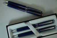Cross Classic Executive Companion Avatar Blue Lacquer and Extremely Polished Chrome Appointments with Distinctive Cross Special Signature Mid Rings, Pen and 0.7MM Pencil Set. A Great Gift- Black Ink