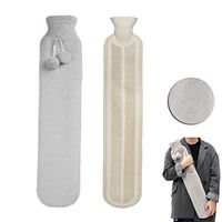 HJHY@ Extra Long Warmer Hot Water Bottle Housewares Insulation Knitted Covers Hot Water Bag Classic Natural Rubber Camping Reusable Hot Water Pack, for Pain Relief,Christmas PresentF