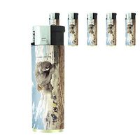 Elephant Art Scene Set of 5 Lighters S35 Electronic Refillable Flame Cigarette Smoking