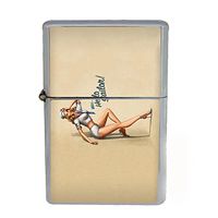 Wind Proof Dual Torch Refillable Lighter Vintage Poster D-151 Hello There Sailor Sexy Navy