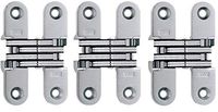 SOSS 208US26D Mortise Mount Invisible Hinge with 4 Holes, Zinc, Satin Chrome Finish, 2-3/4" Leaf Height, 5/8" Leaf Width, 23/32" Leaf Thickness, 8 x 1-1/4" Screw Size (Тhrее Pаck)