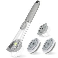 Soap Dispensing Dish Brush, Merssyria Soap Dispensing Kitchen Sink Cleaning Brush for Scrubbing Pots Pans Dishes with 2 Refill Sponge and 2 Bristles