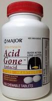Major Acid Gone, Extra Strength, Chewable, 105-160mg, 100ct