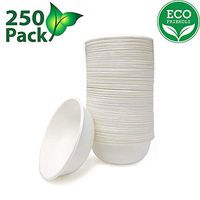 OURhome Disposable Soup Bowls Alternative to Paper and Plastic Bowls, Recyclable, Compostable, and Biodegradable, for Hot and Cold Foods, 250 Pack / 850Ml