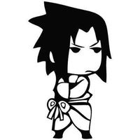 NARUTO ANIME SD ANGRY SASUKE VINYL STICKERS SYMBOL 5.5" DECORATIVE DIE CUT DECAL FOR CARS TABLETS LAPTOPS SKATEBOARD - BLACK