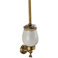 Leyden TM Antique Brushed Brass Carved Wall Mounted Toilet Brush Holder Bathroom Hardware