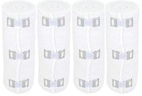 Nexskin 6" Organic Latex Free American Cotton - Comfort Elastic Bandage with Clip Fasteners - White, 4 Pack