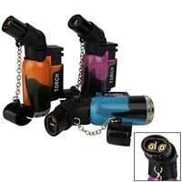 3 Pack Double Jet Flame Torch Lighter Windproof Refillable Lighter Tie-dye Color Side Angle Lighter