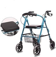 A Folding Walking Aids 4 Wheeled Rollator Padded Seat & Backrest Adjustable Height with Built in Trays for Elderly Disabled & Limited Mobility Patients