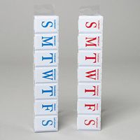 Set of 2 One a Day - 7 Day Jumbo Plastic Pill Box (Includes 2 Boxes-Blue, Red) 11" x 2.25" x 1.25"
