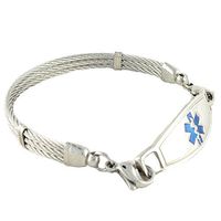 N-Style ID Women's Personalized Medical Alert Bracelet Stainless Steel Banpo Cable Blue Symbol 7.25