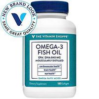 The Vitamin Shoppe Omega 3 Fish Oil 1100mg, EPA 600mg DHA 240mg, Purity Assured, Molecularly Distilled to Support Cardiovascular, Joint and Brain Health (180 Softgels)