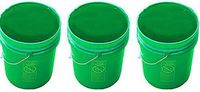 5 Gallon Green Plastic Buckets | 3 Pack | HDPE Plastic | Super Heavy Duty 90 Ml