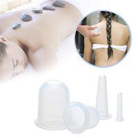 Anti Cellulite Cupping Therapy Set for Family 4Pcs Silicone Vacuum Massage Cups - Chinese Cupping Kit for Body and Facial Massager for Adults Home Use (Transparent)