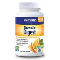 Enzymedica - Digest Chewables, Enzyme Support to Help Relieve Occasional Gas, Bloating, and Indigestion, Orange Flavor, 30 Tablets