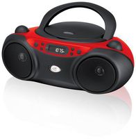 GPX, Inc.  Portable Top-Loading CD Boombox with AM/FM Radio and 3.5mm Line In for MP3 Device - Red/Black