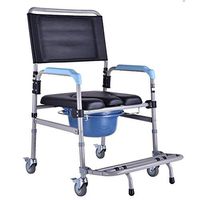 ZBYXZIGJ Mobile Wheeled Commode Chair Foldable with Wheel Brake Can Be Fixed Bathroom Toilet Shower Chair Height Adjustable to Put Toilet