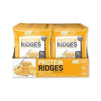 New! Optimum Nutrition High Protein Ridges, Baked Chips, Savory Snack To Go, Gluten Free, Soy Free, Flavor: Cheese, 10 Count