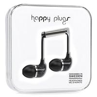 Happy Plugs In-Ear Fashion-Tech Headphones with Mic and Remote, Black Marble