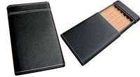 Prestige Import Group - 6 Cigar Leather Travel Case - Color: Black w/White Stitching
