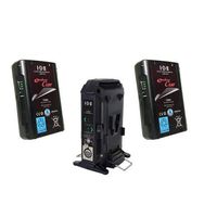IDX Battery Bundle Includes 2 Pack Endura Cue 73Wh V-Mount Li-ion V-Mount Battery with D Tap Output VL-2X 2-Channel Charger for V-Mount Li-Ion/Ni-Cad Batteries